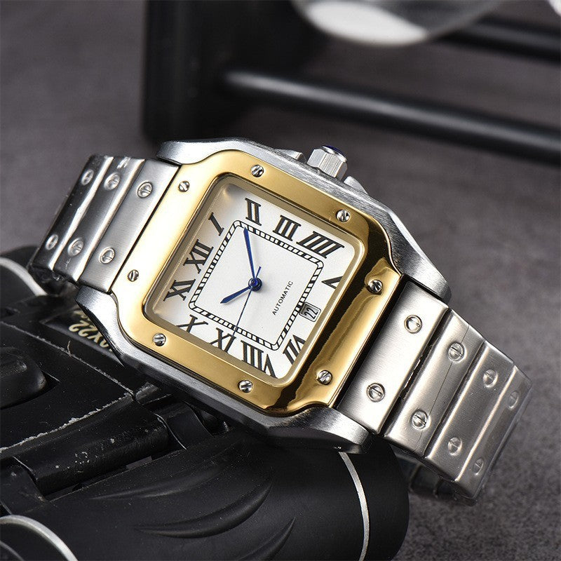 Collection of Men's 3-pin Quartz Square All-steel Watch in a gallery layout