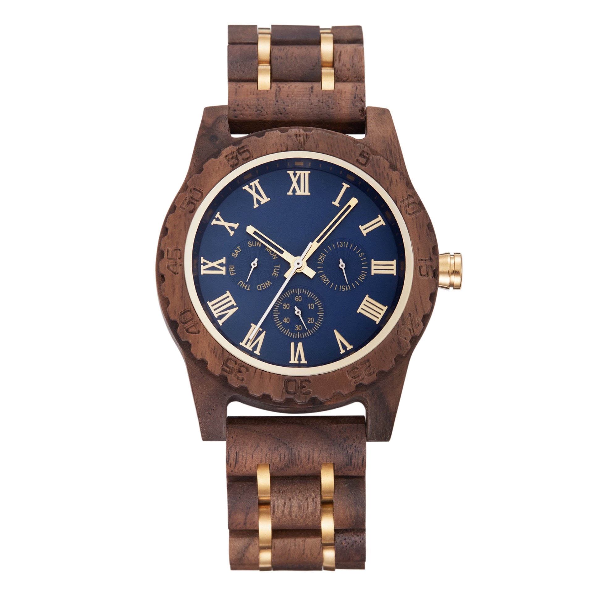 Retro Walnut Gold Watch