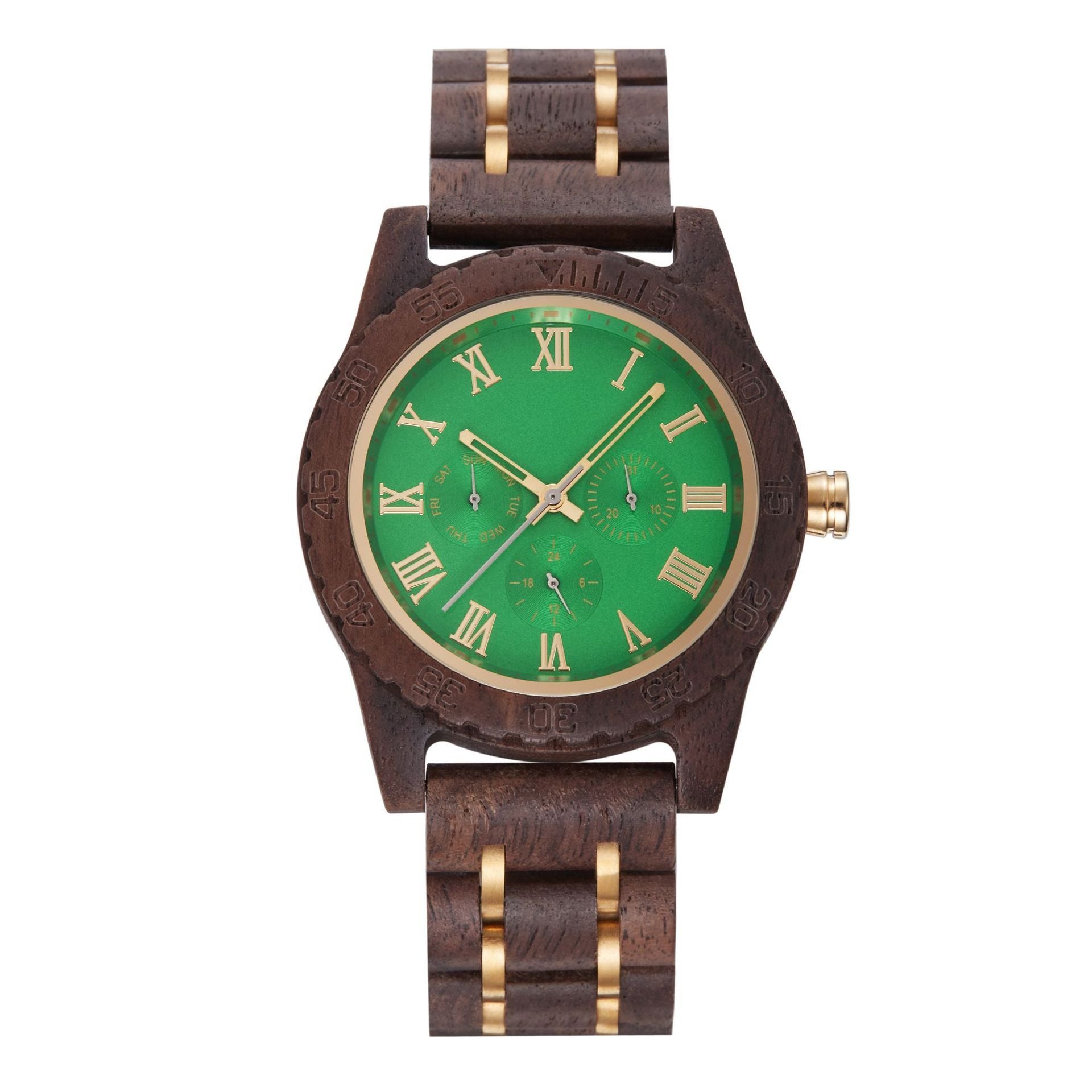 Retro Walnut Gold Watch