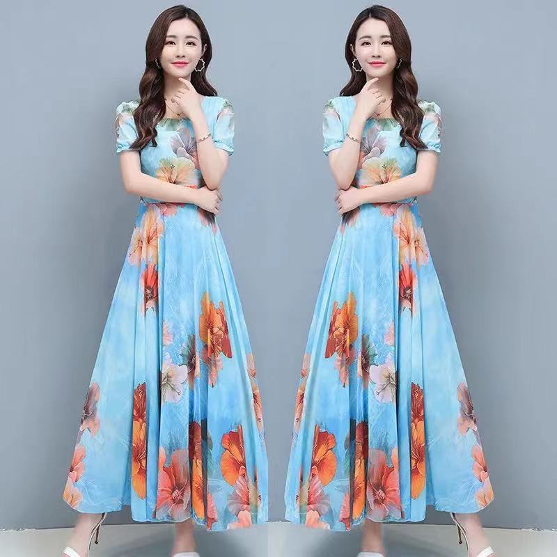 Collection of Women's Fashionable Elegant Slimming Waist-tight Floral Dress in a gallery layout