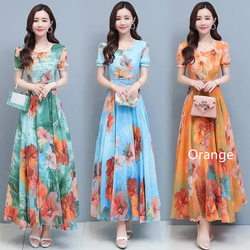 Collection of Women's Fashionable Elegant Slimming Waist-tight Floral Dress in a gallery layout