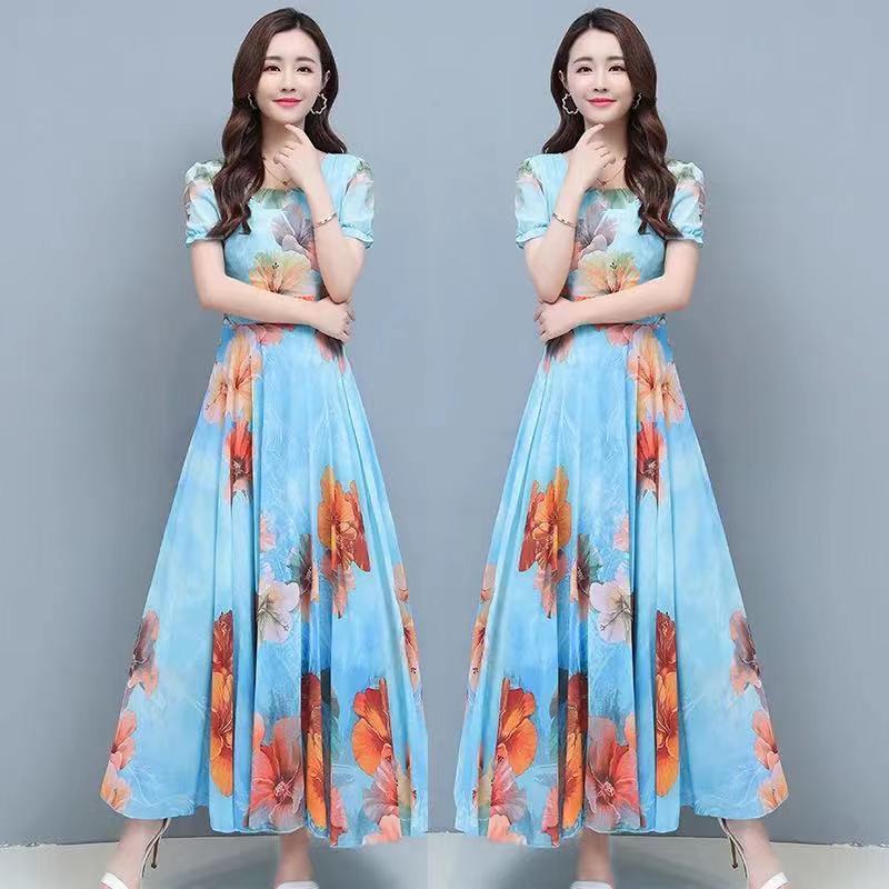 Collection of Women's Fashionable Elegant Slimming Waist-tight Floral Dress in a gallery layout