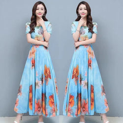 Collection of Women's Fashionable Elegant Slimming Waist-tight Floral Dress in a gallery layout